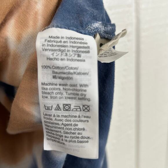 Madewell Women Long Sleeve Tie Dye Top Tshirt Blue Hippie Boho Lounge Size Small - Picture 5 of 6